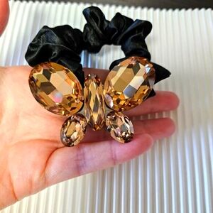 Large Swarovski Citrus Crystal Butterfly Scrunchy